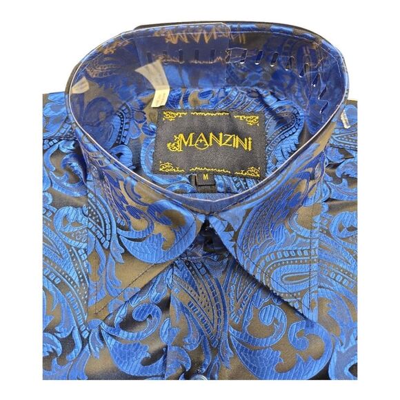 MEN'S MANZINI ROYAL LONG SLEEVE FASHION SPORT SHIRT. MZT-100. - Picture 4 of 5